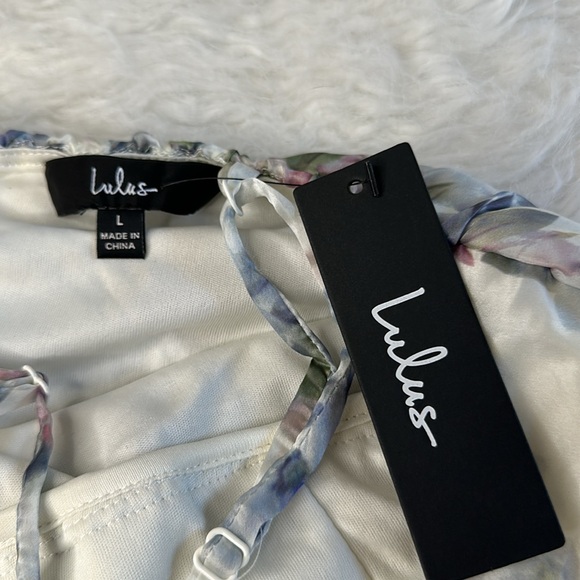 Lulus Effortless Evening Ivory Floral Print Sleeveless Maxi Dress Sz L - Picture 8 of 11